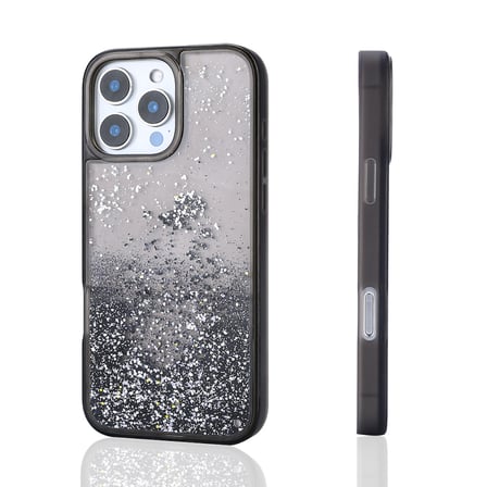 Teleplus iPhone 16 Pro Max Kılıf Sıvılı Simli Keto Glitter Kapak