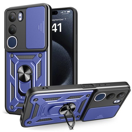 Teleplus Vivo Y19S Kılıf Magnetik Standlı Kamera Korumalı Slide Sürgülü Cover Kapak