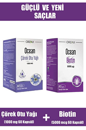 Ocean Biotin 5000 mcg 60 Kapsül + Ocean Çörek Otu Yağı 1000 mg 60 Kapsül