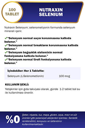 Selenium 100 mcg 100 Tablet 2 Adet
