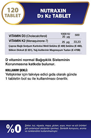 Nutraxin D3K2 120 Tablet 2 Adet