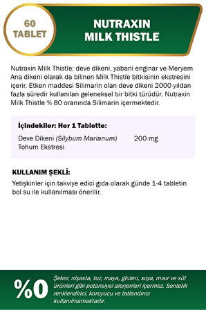 Nutraxin Milk Thistle 200 Mg 60 Tablet 2 Adet
