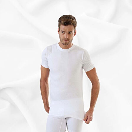 Erkek Basic Slim Fit %100 Pamuk  Tekli Sıfır Yaka Kısa Kollu Atlet