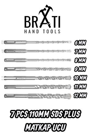 Sds Plus Kırıcı Delici Hilti Duvar ve Beton Delme Matkap Ucu seti 7 parça 110mm Boy 6mm-12mm