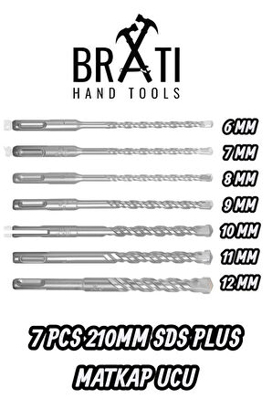 Sds Plus Kırıcı Delici Hilti Duvar ve Beton Delme Matkap Ucu seti 7 parça 210mm Boy 6mm-12mm