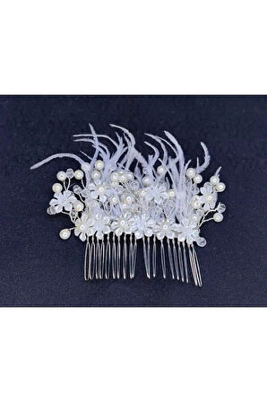 Boncuklu, Çiçekli Kristal Gelin Tacı Saç Ve Türban Aksesuarı