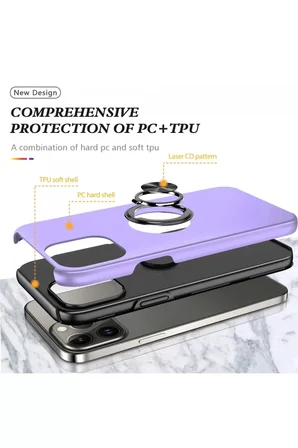 Newface Apple iPhone 13 Pro Kılıf Elit Yüzüklü Kapak - Mor