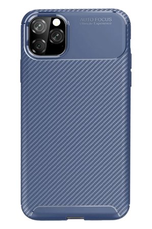 Newface Apple iPhone 11 Pro Max Kılıf Auto Focus Karbon Kapak - Lacivert