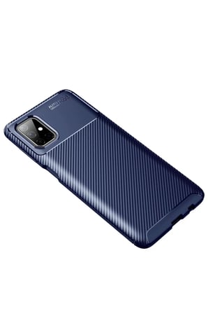Newface Samsung Galaxy M51 Kılıf Auto Focus Karbon Kapak - Lacivert