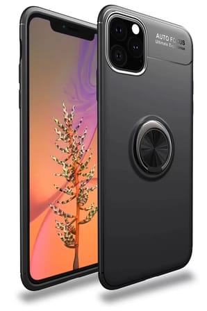 Newface Apple iPhone 11 Pro Max Kılıf Range Yüzüklü Silikon - Siyah