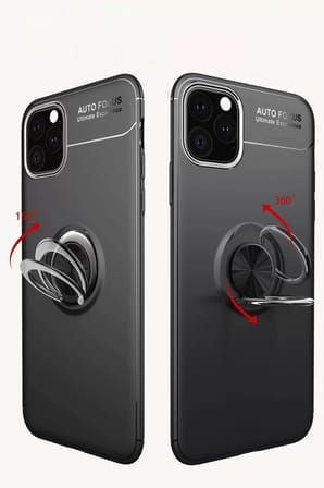 Newface Apple iPhone 11 Pro Max Kılıf Range Yüzüklü Silikon - Siyah