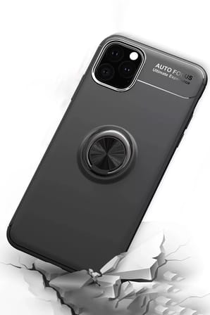 Newface Apple iPhone 11 Pro Max Kılıf Range Yüzüklü Silikon - Siyah