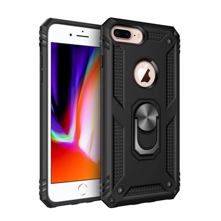 Newface Apple iPhone 7 Plus Kılıf Sofya Yüzüklü Silikon Kapak - Siyah