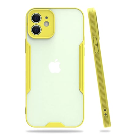 Newface Apple iPhone 12 Kılıf Platin Silikon - Sarı