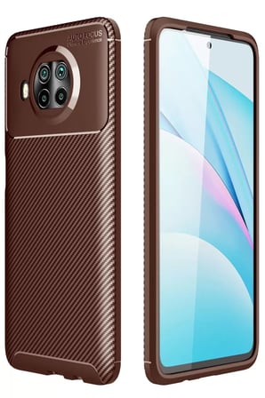 Newface Xiaomi Mi 10T Lite Kılıf Auto Focus Karbon Kapak - Kahverengi