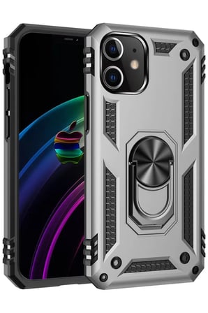 Newface Apple iPhone 12 Mini Kılıf Sofya Yüzüklü Silikon Kapak - Gümüş