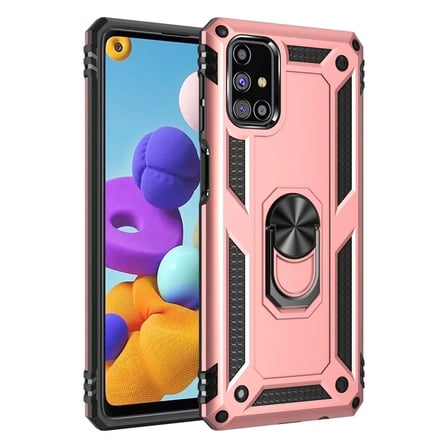 Newface Samsung Galaxy M31S Kılıf Sofya Yüzüklü Silikon Kapak - Rose
