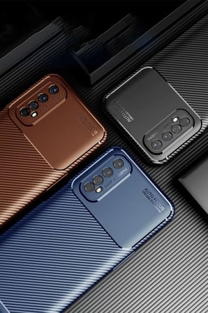 Newface Realme 7 Kılıf Auto Focus Karbon Kapak - Siyah