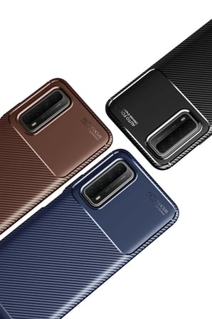 Newface Huawei P Smart 2021 Kılıf Auto Focus Karbon Kapak - Siyah