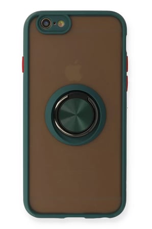 Newface Apple iPhone 6 Kılıf Montreal Yüzüklü Silikon Kapak - Yeşil