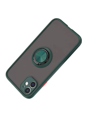 Newface Apple iPhone 11 Kılıf Montreal Yüzüklü Silikon Kapak - Yeşil