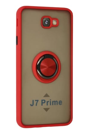 Newface Samsung Galaxy J7 Prime Kılıf Montreal Yüzüklü Silikon Kapak - Kırmızı
