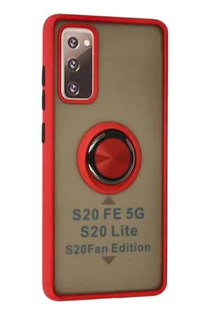 Newface Samsung Galaxy S20 FE Kılıf Montreal Yüzüklü Silikon Kapak - Kırmızı