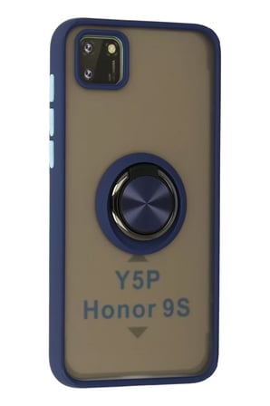 Newface Huawei Y5P Kılıf Montreal Yüzüklü Silikon Kapak - Lacivert