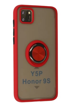 Newface Huawei Y5P Kılıf Montreal Yüzüklü Silikon Kapak - Kırmızı