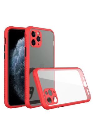 Newface Apple iPhone 11 Pro Kılıf Miami Şeffaf Silikon - Kırmızı