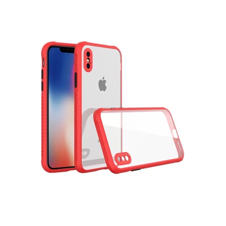 Newface Apple iPhone XS Max Kılıf Miami Şeffaf Silikon - Kırmızı