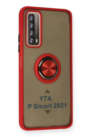 Newface Huawei P Smart 2021 Kılıf Montreal Yüzüklü Silikon Kapak - Kırmızı