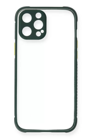 Newface Apple iPhone 12 Pro Max Kılıf Miami Şeffaf Silikon - Koyu Yeşil