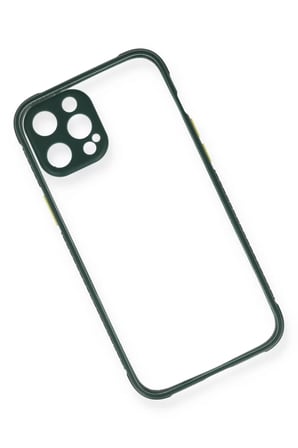 Newface Apple iPhone 12 Pro Max Kılıf Miami Şeffaf Silikon - Koyu Yeşil