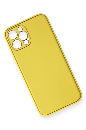 Newface Apple iPhone 12 Pro Kılıf Coco Deri Silikon Kapak - Sarı