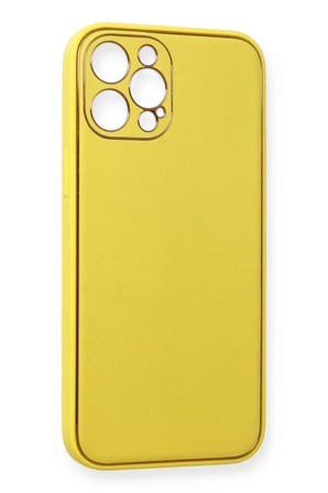 Newface Apple iPhone 12 Pro Kılıf Coco Deri Silikon Kapak - Sarı