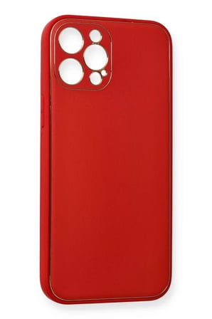Newface Apple iPhone 12 Pro Kılıf Coco Deri Silikon Kapak - Kırmızı