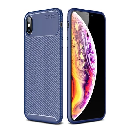 Newface Apple iPhone XS Max Kılıf Auto Focus Karbon Kapak - Lacivert