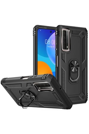Newface Huawei P Smart 2021 Kılıf Sofya Yüzüklü Silikon Kapak - Siyah