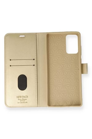 Newface Samsung Galaxy Note 20 Kılıf Trend S Plus Kapaklı Kılıf - Gold