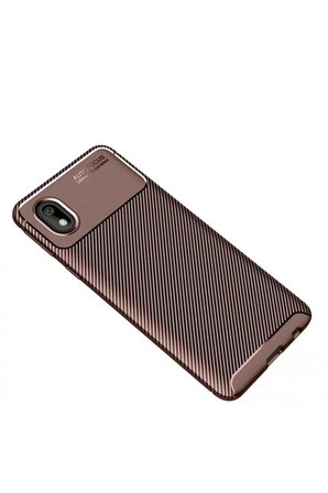 Newface Samsung Galaxy A01 Core Kılıf Auto Focus Karbon Kapak - Kahverengi