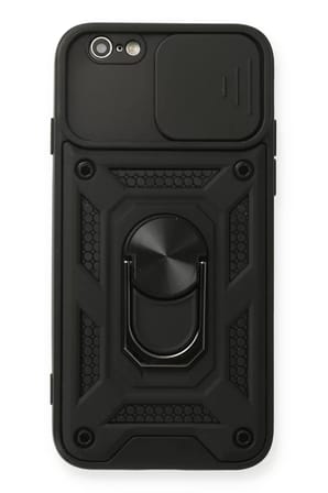 Newface Apple iPhone 6 Kılıf Pars Lens Yüzüklü Silikon - Siyah