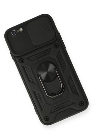 Newface Apple iPhone 6 Kılıf Pars Lens Yüzüklü Silikon - Siyah