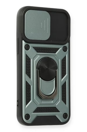 Newface Apple iPhone 11 Kılıf Pars Lens Yüzüklü Silikon - Yeşil