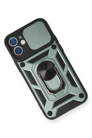 Newface Apple iPhone 11 Kılıf Pars Lens Yüzüklü Silikon - Yeşil