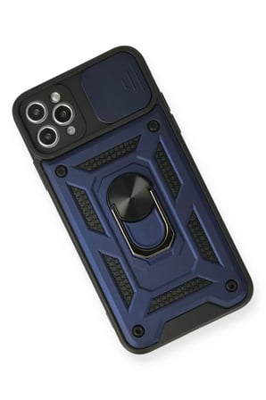 Newface Apple iPhone 11 Pro Max Kılıf Pars Lens Yüzüklü Silikon - Lacivert