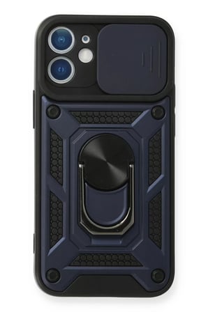Newface Apple iPhone 12 Kılıf Pars Lens Yüzüklü Silikon - Lacivert