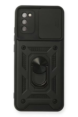 Newface Samsung Galaxy A02S Kılıf Pars Lens Yüzüklü Silikon - Siyah