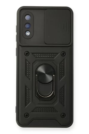 Newface Samsung Galaxy A02 Kılıf Pars Lens Yüzüklü Silikon - Siyah