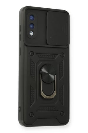 Newface Samsung Galaxy A02 Kılıf Pars Lens Yüzüklü Silikon - Siyah
